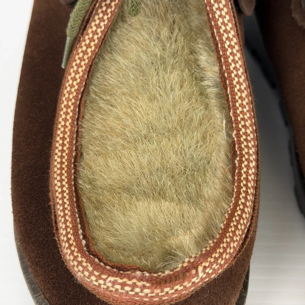 Vintage Made in Italy Brown Suede Faux Fur Apres Ski Boots Womens 9 Lug Sole‎